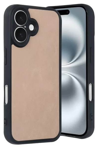 Newface Apple iPhone 16 Kılıf Aras Deri Kapak - Pudra ürün görseli 1