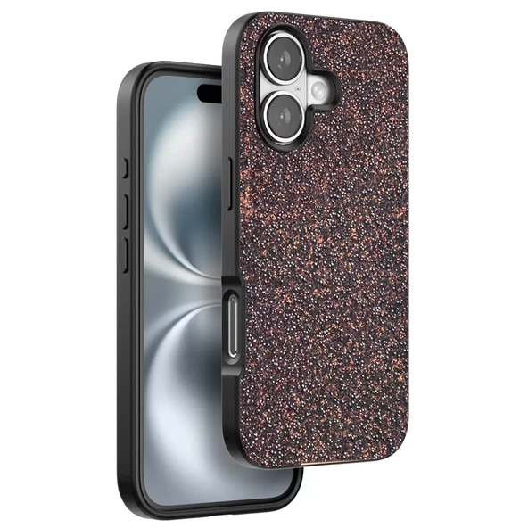 Onegif Apple iPhone 16 Plus Bright Simli Kapak - Derin Mor - Resim 3