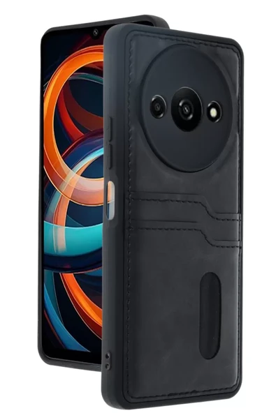 Newface Xiaomi Redmi A3 4G Kılıf Sara Kartvizitli Deri Kılıf - Siyah ürün görseli 1