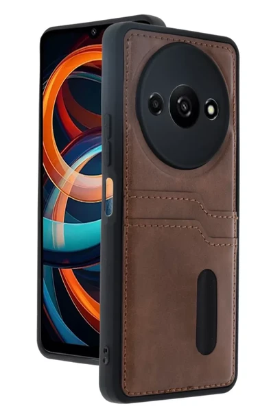 Newface Xiaomi Redmi A3 4G Kılıf Sara Kartvizitli Deri Kılıf - Taba ürün görseli 1