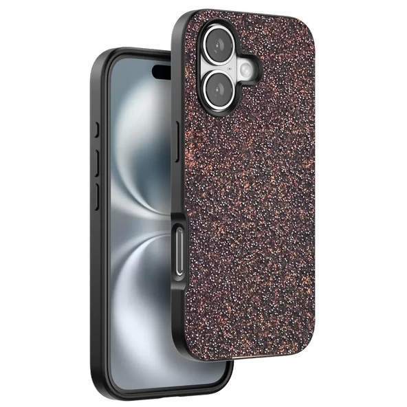 Onegif Apple iPhone 16 Plus Bright Simli Kapak - Derin Mor - Resim 2
