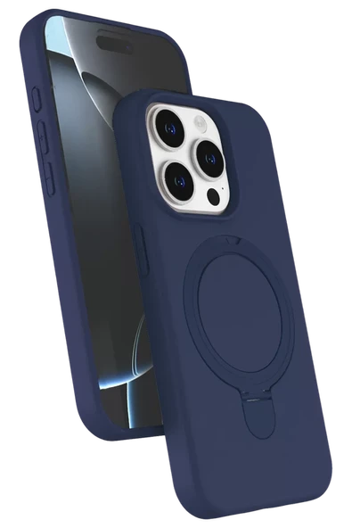 Newface Apple iPhone 14 Pro Max Regal Magsafe Standlı Kapak - Lacivert ürün görseli 1