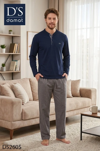 D's Damat 2605 Erkek Royal Uzun Kol Pijama Takımı ürün görseli 1