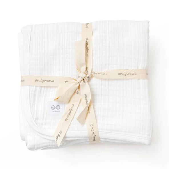 Andywawa AC25870 Müslin Home Bebek Battaniye 105*120 White ürün görseli 1