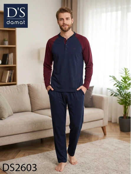 D's Damat 2603 Erkek Mavenck Uzun Kol Pijama Takımı ürün görseli 1