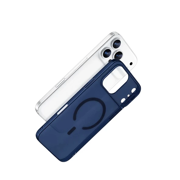İphone 17 Pro Max Combo Sert Şeffaf Magsafe Kapak - Mavi - Resim 3