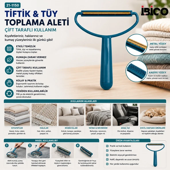 2İN1 BAŞLI PLASTİK SAPLI METAL TİFTİK TÜY TOPLAMA PLS.KAŞIYICI APARAT PET SHOP (2818) ürün görseli 1