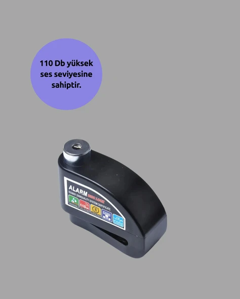 Suya Dayanıklı 110dB Alarmlı Çelik Disk Kilidi - Resim 2
