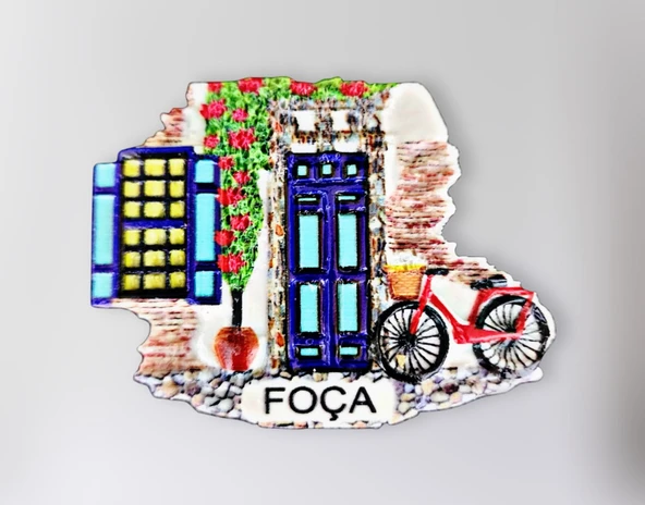 FOÇA Polyester Kabartmalı Magnet 7 x 5,5 cm Dekoratif Hediyelik Buzdolabı Süsü (Kod:1479) ürün görseli 1