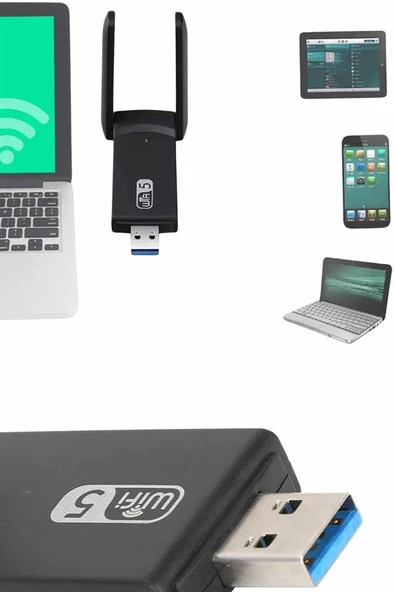 Mbps Wifi Alıcı Kablosuz Wifi Adaptörü Çift Band Çift Antenli ürün görseli 1