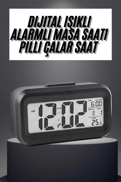Gece Dijital Masa Saati Dijital Alarmlı Led Ekran Pilli Çalar Saat ürün görseli 1