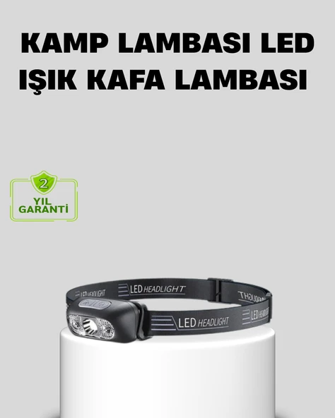 Şarjlı LED Kafa Feneri | 4 Modlu Akıllı Sensörlü Far | Su Geçirmez IPX5 Kamp ve Balıkçı Lambası ürün görseli 1
