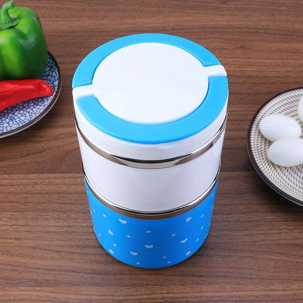 Yemek Termosu 2li Tutacaklı Sefer Tası  Hiper 2 Katlı Yemek Termos ürün görseli 1
