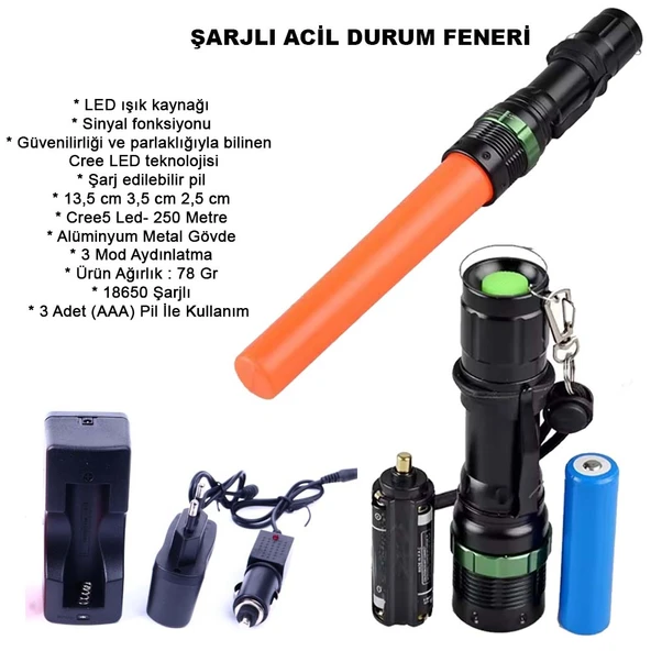 Sinyalli Acil Durum EL Feneri Cree5 Wt262 ürün görseli 1