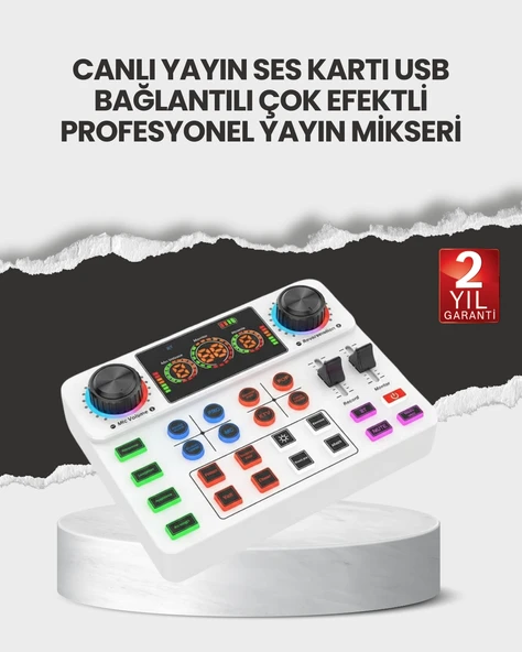 Çok Efektli Canlı Yayın Ses Mikseri USB ve Kablosuz Uyumlu ürün görseli 1