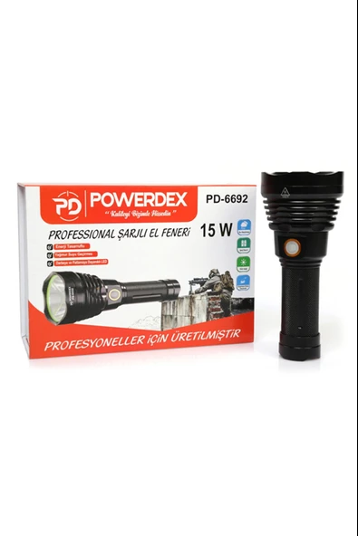 Pd6692 15 Watt 1000 Lümen Profesyonel Şarjlı El Feneri ürün görseli 1