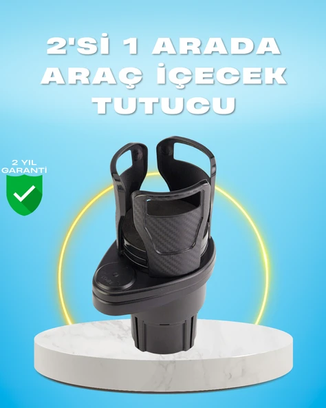 Çiftli Araba Bardak Tutucu Karbon Fiber Görünümlü 360° Ayarlı ürün görseli 1