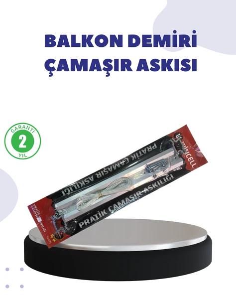 25x60 Balkon Askılığı Kare Demir Uyumlu Hava Dayanıklı Çamaşır Askısı ürün görseli 1