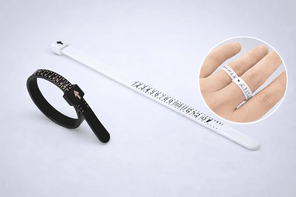 Yüzük Ölçüsü Alma Ai Parmak Yüzük Ölçer Aparatı Ring Sizer Yüzük Ölçme Ölçü Seti  2 Adet ürün görseli 1
