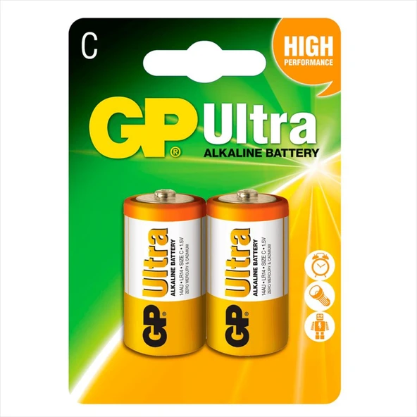 GP Ultra Alkalin C Orta Pil 2li ürün görseli 1