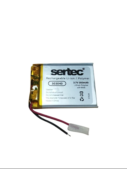Sertec 303040 3.7V 350 MAh LiPmer Pil (Devreli/1.5A) ürün görseli 1
