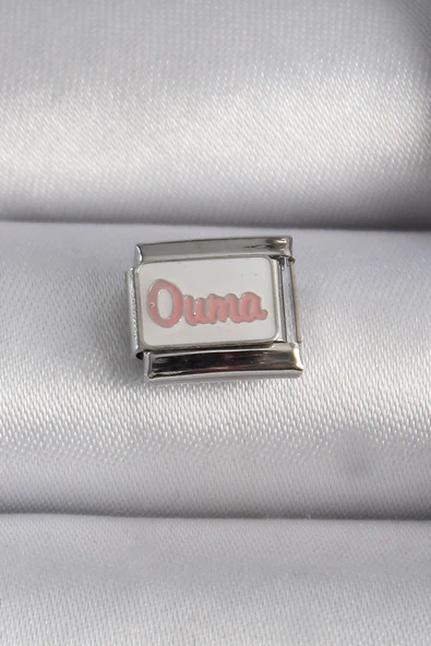 316L Çelik Gümüş Renk Beyaz Pembe Ouma İşlemeli Nomination Charm ürün görseli 1
