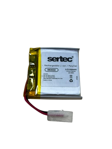 Sertec 663032 3.7V 650mAh LiPmer Pil (Devreli/1.5A) ürün görseli 1