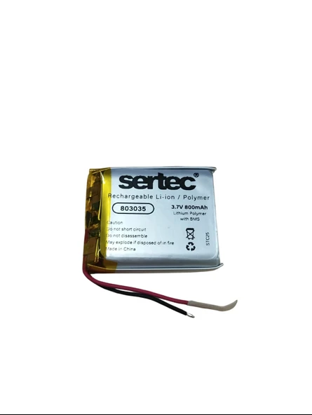 Sertec 803035 3.7V 800 MAh LiPmer Pil (Devreli/1.5A) ürün görseli 1