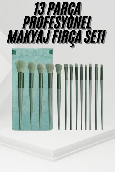 13 Parça Taşınabilir Kılıflı Profesyonel Makyaj Fırça Seti Pudra Allık Fondöten Fırçası ürün görseli 1