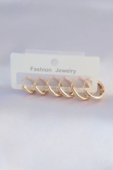 Pirinç Gold Renk Oval Küpe Seti ürün görseli 1