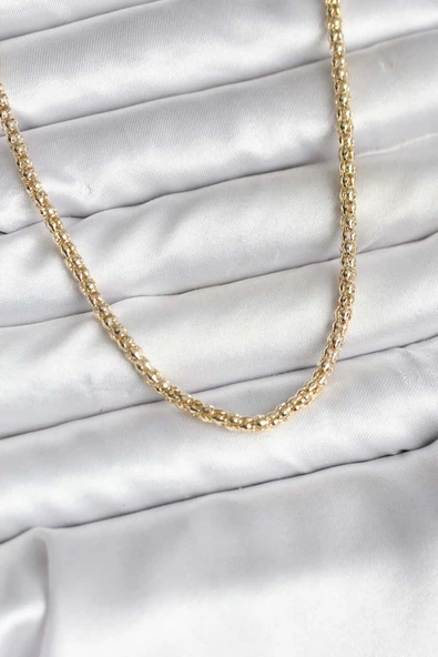 14K Gold Renk Kaplama Boru Zincir Model CM Kadın Ke ürün görseli 1