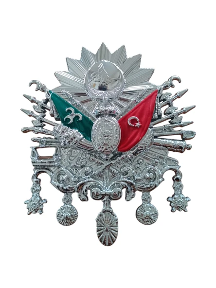 Osmanlı Dev Arması Vidalı Kabartma Logo Küçük 10x8cm Krom ürün görseli 1