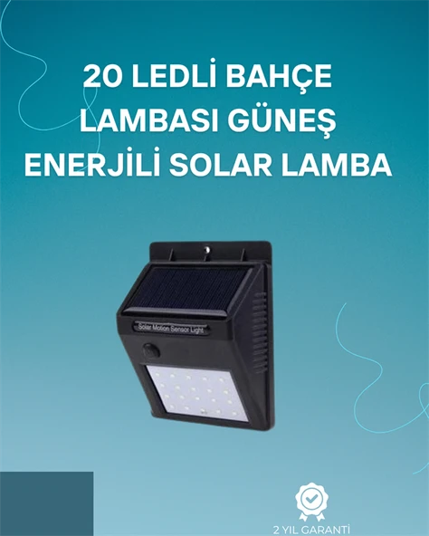 Hareket Sensörlü Solar Lamba | 120° Algılama Açısı, 34 Metre Mesafe, Suya Dayanıklı LED ürün görseli 1