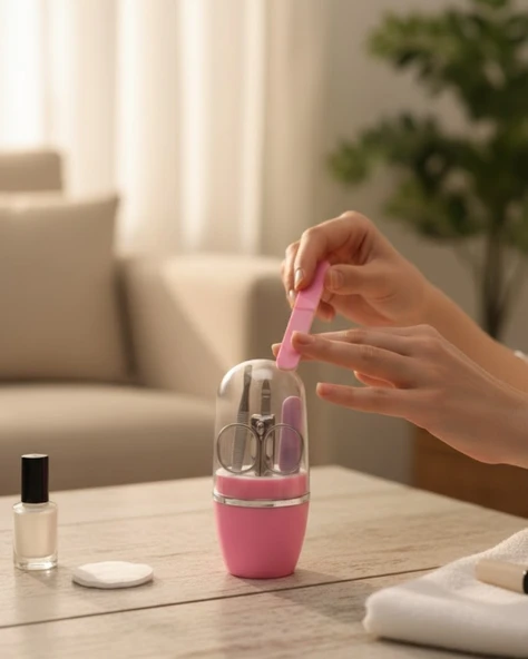 Tırnak Bakım Manikür Pedikür Seti 4 Parça Pembe Minimal ve Dayanıklı ürün görseli 1