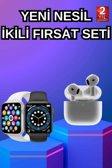 3.Nesil TWS Bluetooth Kulaklık ve Dokunmatik Ekran Akıllı Saat Sesli Görüşme ürün görseli 1