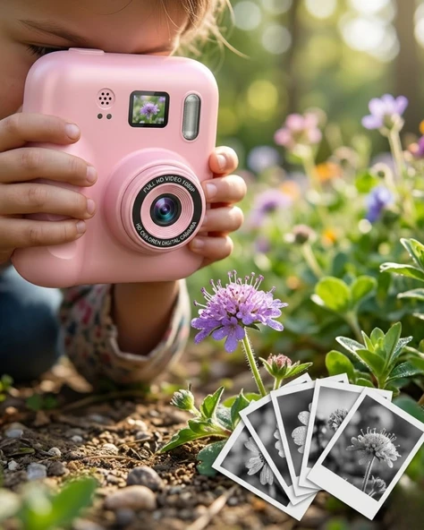 Eğitici Çocuk Kamerası Anında Baskı 4 Rulo Kağıt ve 5 Kalem Set Hediyeli ürün görseli 1