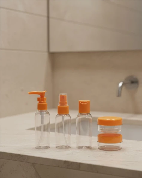 30 ml 5’li Seyahat Şişesi Seti Çantalı Kozmetik Organizer ürün görseli 1