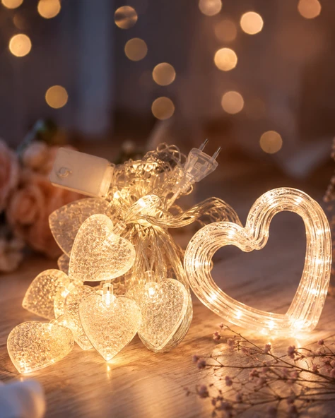 LED Kalp Neon Lamba Dekoratif Romantik Gece ve Ortam Işığı ürün görseli 1