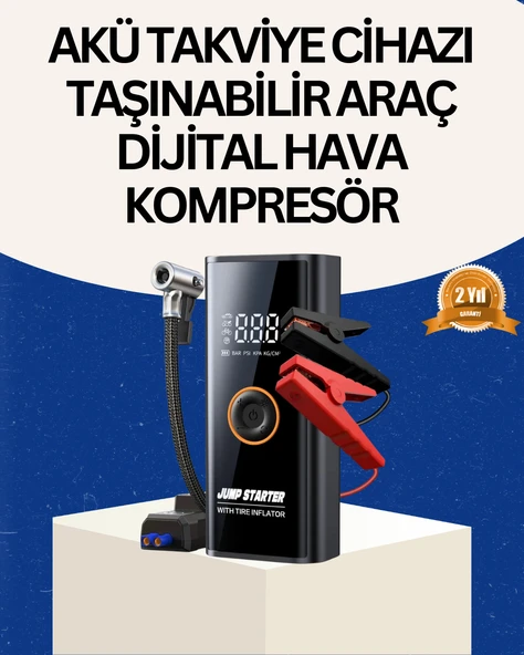 Taşınabilir Akü Takviye ve Akıllı Lastik Şişirme Pompası ürün görseli 1