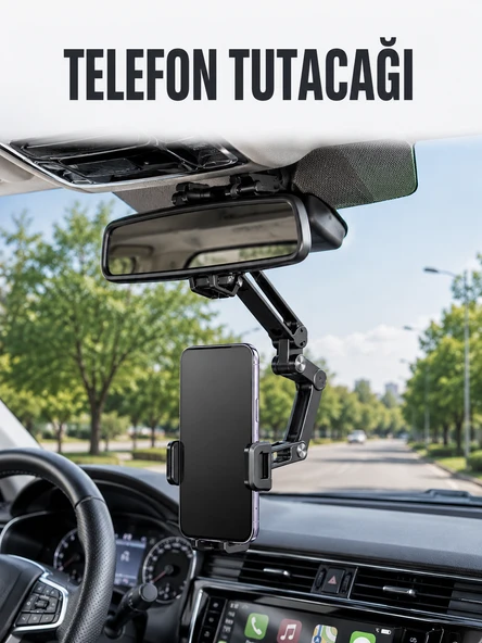 Araç Dikiz Aynası Telefon Tutucu Ayarlanabilir Katlanabilir Navigasyon Telefon Standı ürün görseli 1