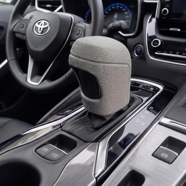 Toyota Uyumlu Silikonlu  Vites Topuzu Koruyucu Kılıfı Gri ürün görseli 1