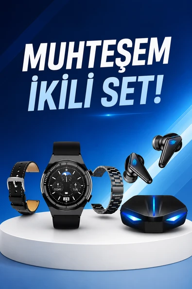 Kablosuz Bluetooth Bağlantılı Kulaklık ve Dokunmatik Ekran Akıllı Saat Arama Cevaplama ürün görseli 1