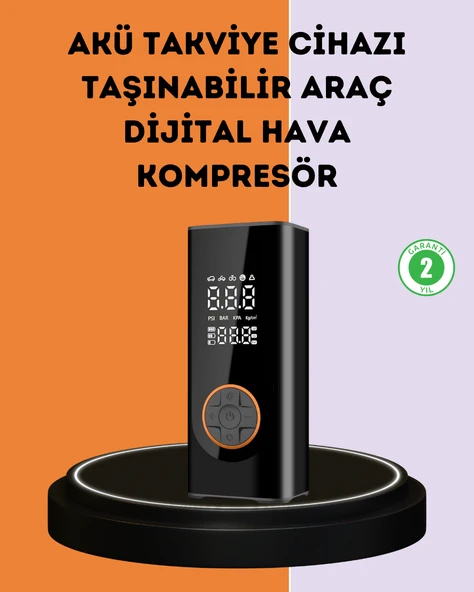 150 PSI Dijital Hava Pompası Akü Takviye ve Powerbank Özellikli ürün görseli 1