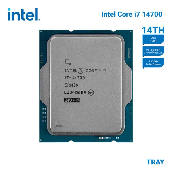 Intel Core i7 14700 TRAY 2.1GHz 20 Çekirdek 33MB Akıllı Önbellek Soket 1700 Kutusuz İşlemci ürün görseli 1