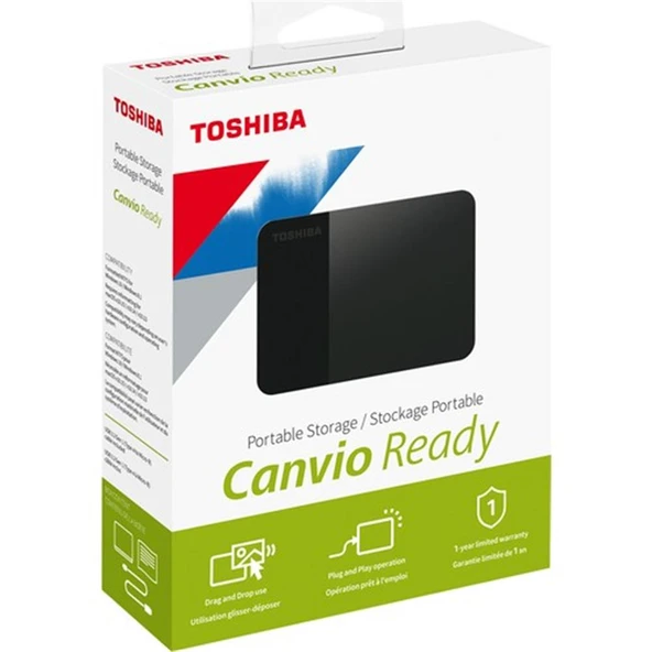 Toshiba 1TB Canvio Ready 2.5" Gen1 USB 3.2 Harici Harddisk (HDTP310EK3AA) ürün görseli 1