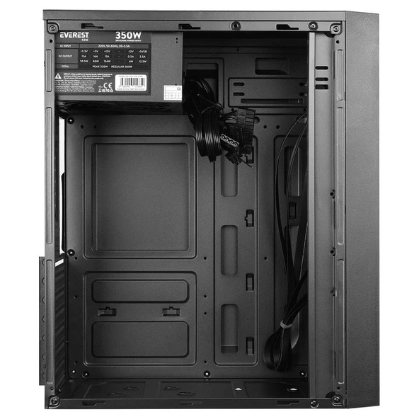 Everest K310 Peak 350W SMD PSU 2-USB2.0+HD Audio Mid-Tower Kompakt Tasarım ATX PC Kasası ürün görseli 1