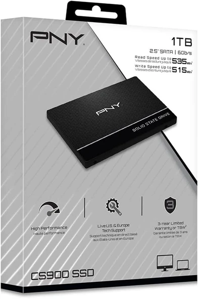 Pny 1TB CS900 3D NAND 2.5" SATA III 535-515 MB-s (SSD7CS900-1TB-RB) Ssd Harddisk ürün görseli 1