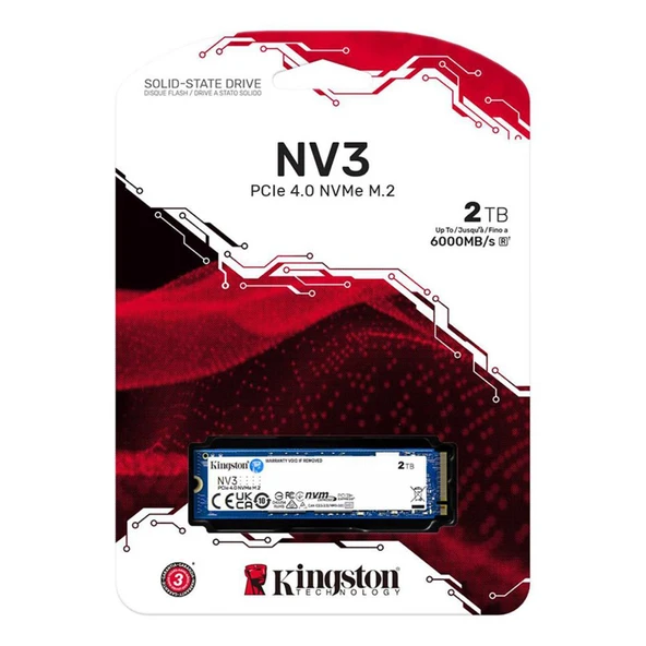 Kingston 2TB NV3 SNV3S-2000G 6000-5000MB-s PCI-Express 4.0 M.2 Ssd Disk ürün görseli 1