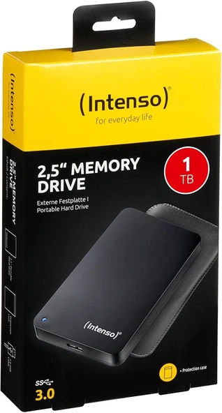 Intenso 1TB 2.5" USB 3.0 Taşınabilir Disk Siyah (6023560) + Deri Taşıma Kılıfı ürün görseli 1