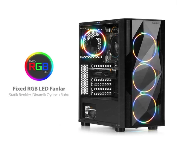 Dark Diamond PRO 4x12cm Fan, 1x USB3.0, 2x USB2.0 Full Akvaryum Oyuncu Kasası (Psu yok) ürün görseli 1